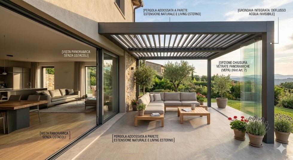 Pergole addossate in alluminio: l'estensione naturale della tua casa